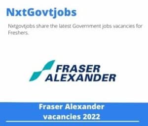 Fraser Alexander Toras System Coordinator Vacancies in Johannesburg – Deadline 19 Jan 2024